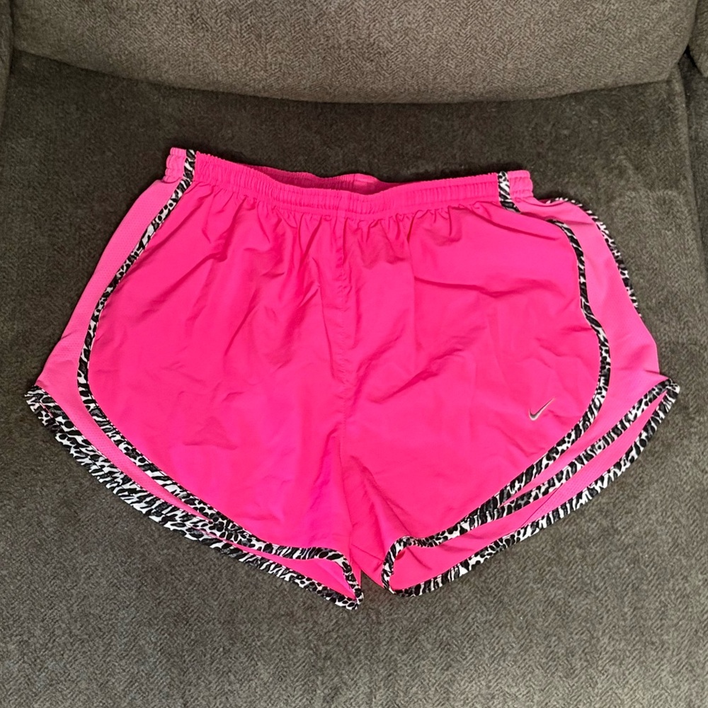 Nike Pink Athletic Shorts with Leopard Trim